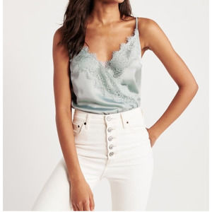 Abercrombie & Fitch Lace Cami Wrap Satin Bodysuit NWT Size XS